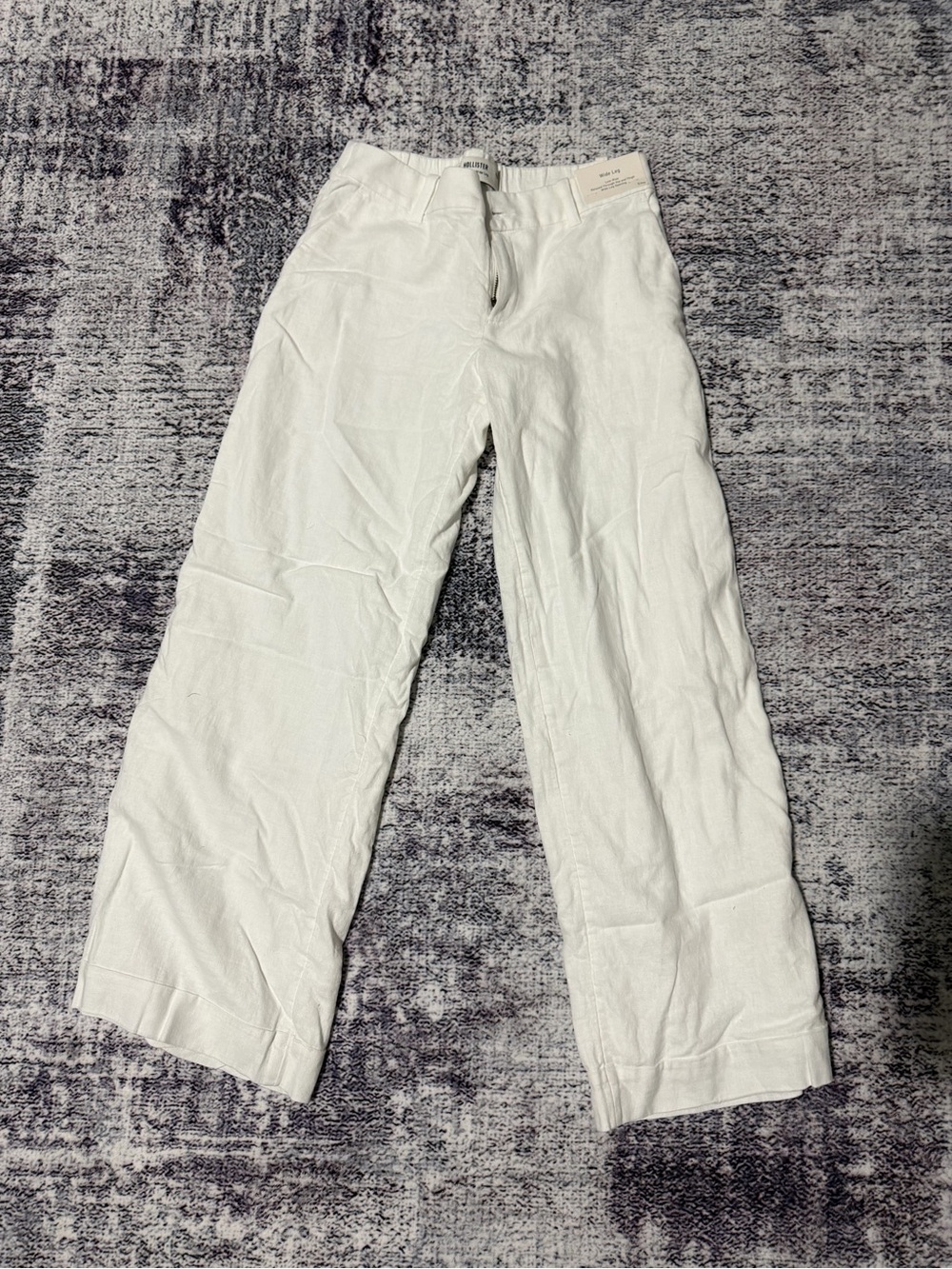 Hollister Women's Wide-Leg White Linen-Blend Trousers